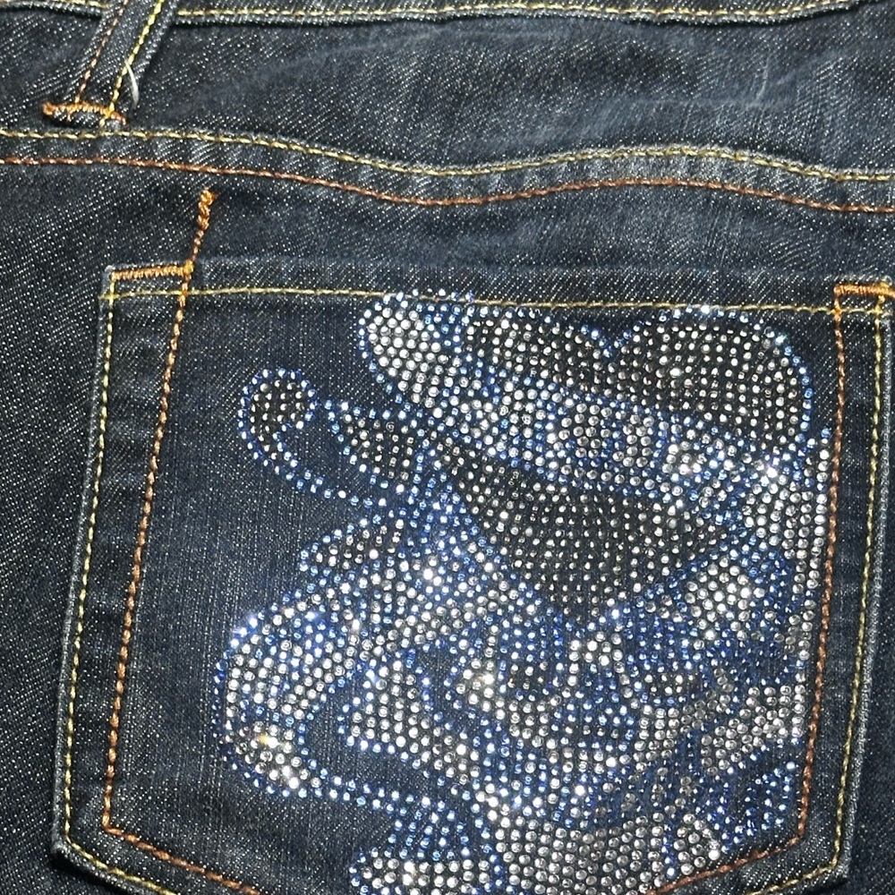 ED HARDY CHRISTIAN AUDIGIER Dark Blue JEANS LAVISHLY RHINESTONED POCKETS SIZE 31